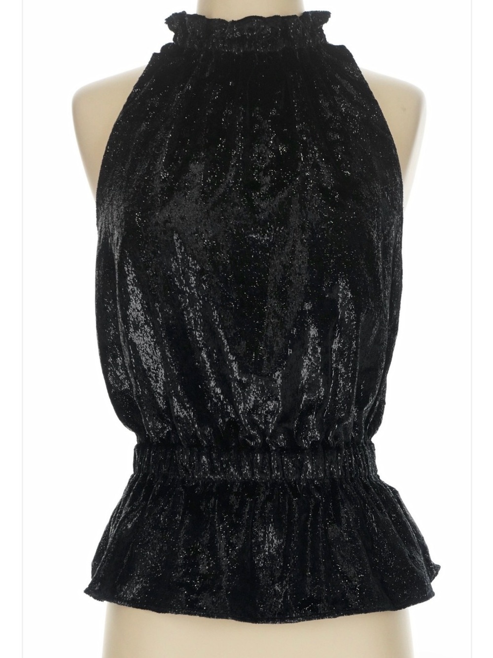 RAMY Brook Black Sparkle Velvet Halter top